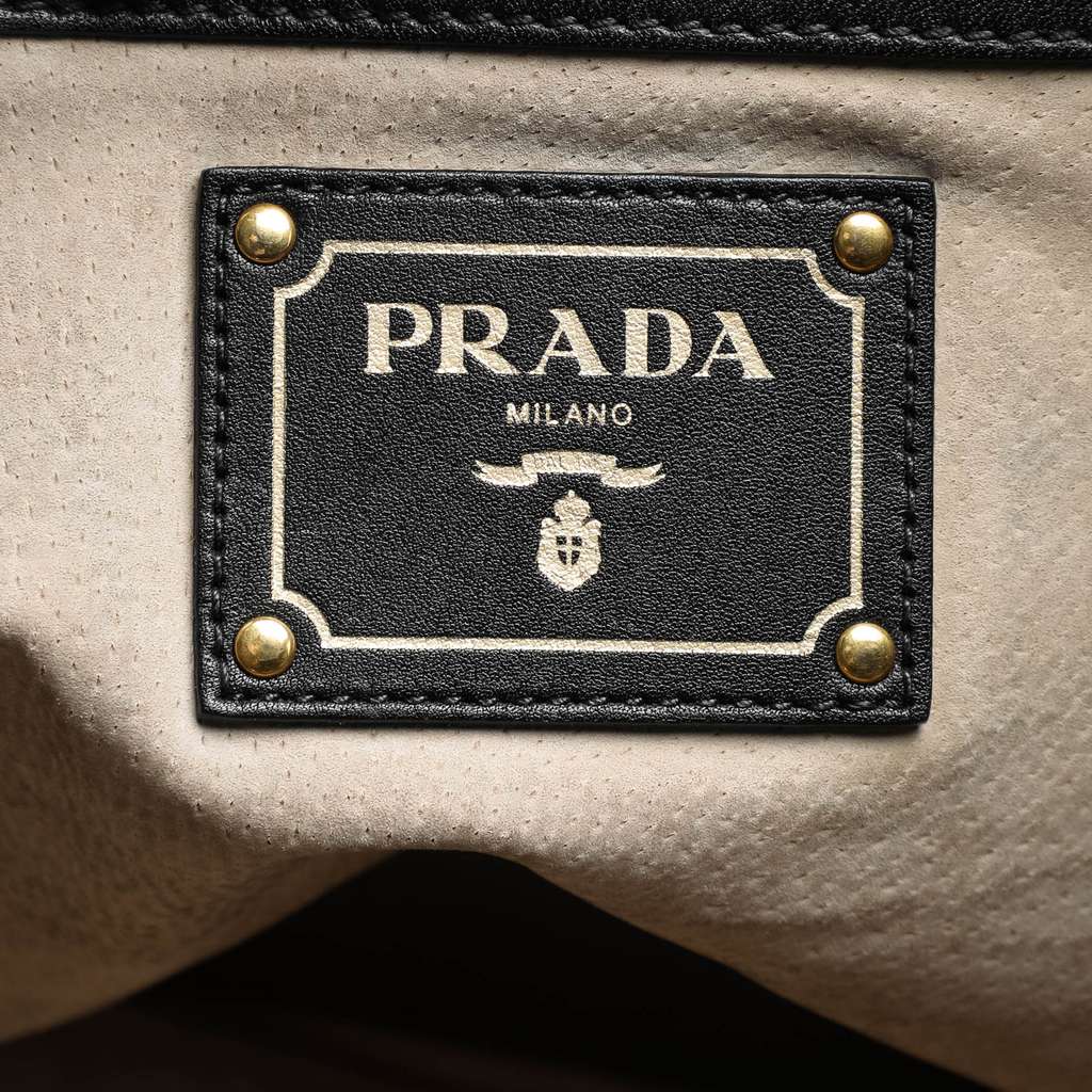 Prada Soft Calf Open Convertible Tote Black Leather Good condition - Box View