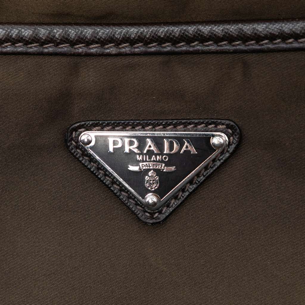 Prada Tessuto Zip Top Crossbody Brown Good condition - Box View