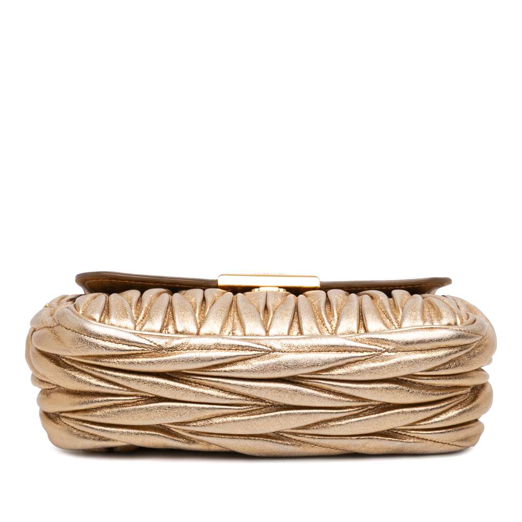 Miu Miu Metallic Matelasse Nappa Flap Crossbody Gold Leather Good condition - Inside View