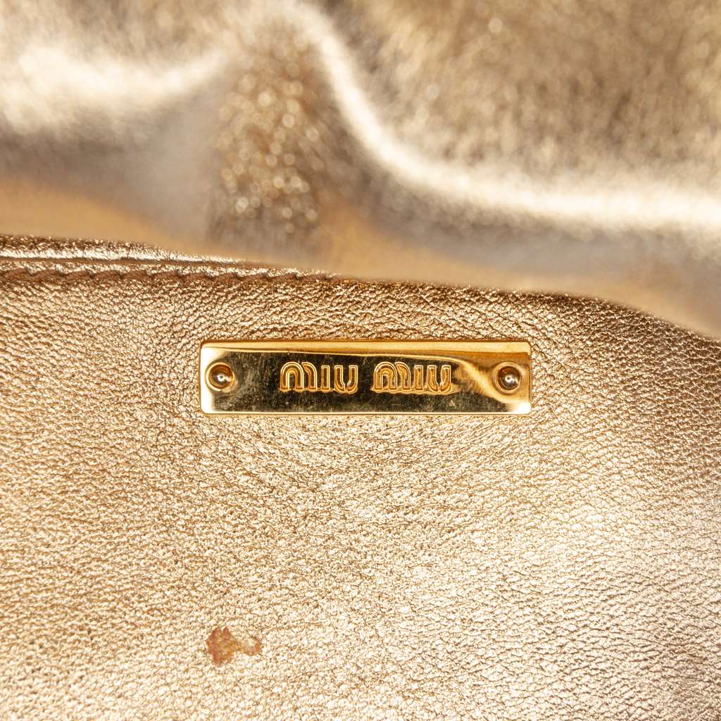 Miu Miu Metallic Matelasse Nappa Flap Crossbody Gold Leather Good condition - Box View