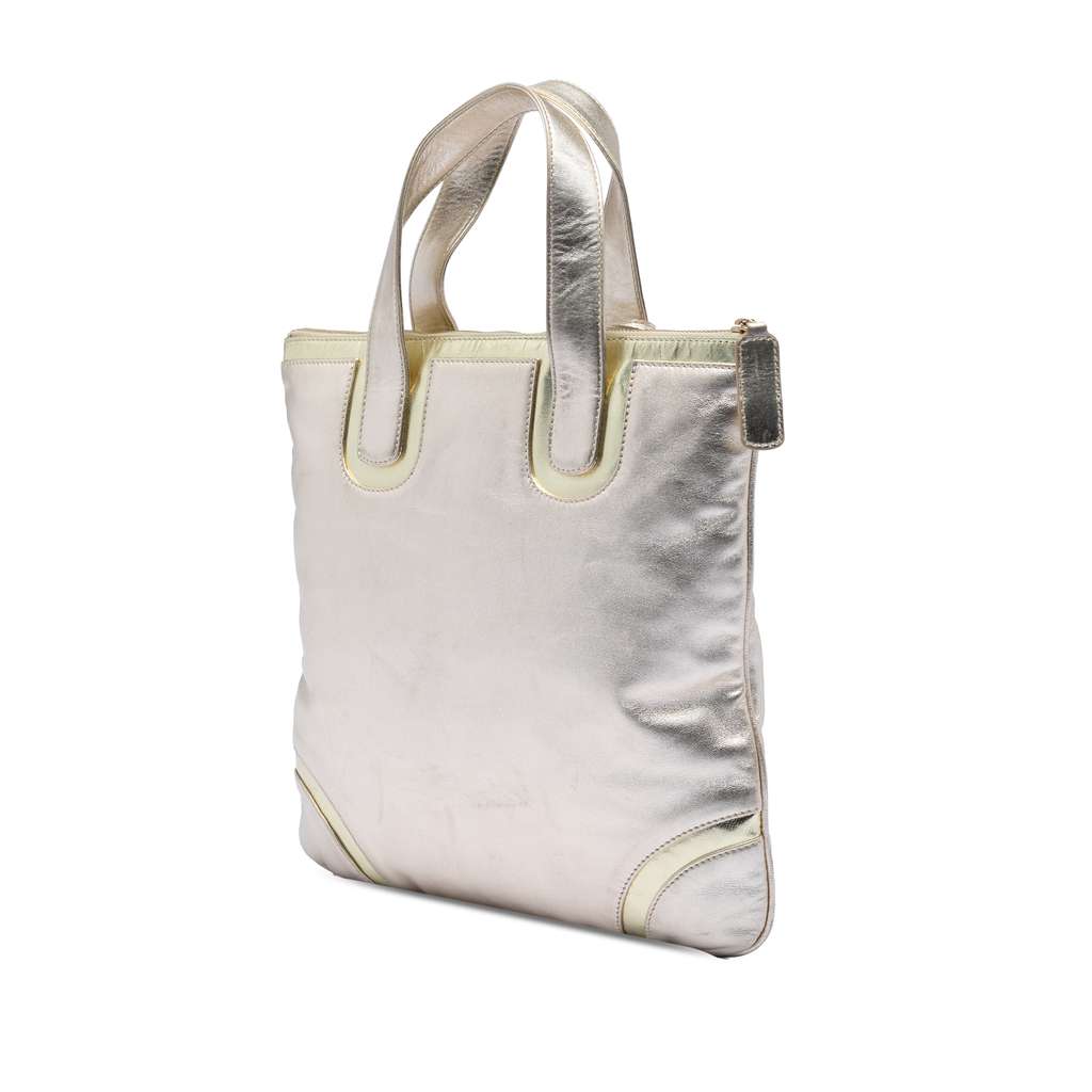 Loewe Metallic Leather Tote Silver Leather Good condition - Back View