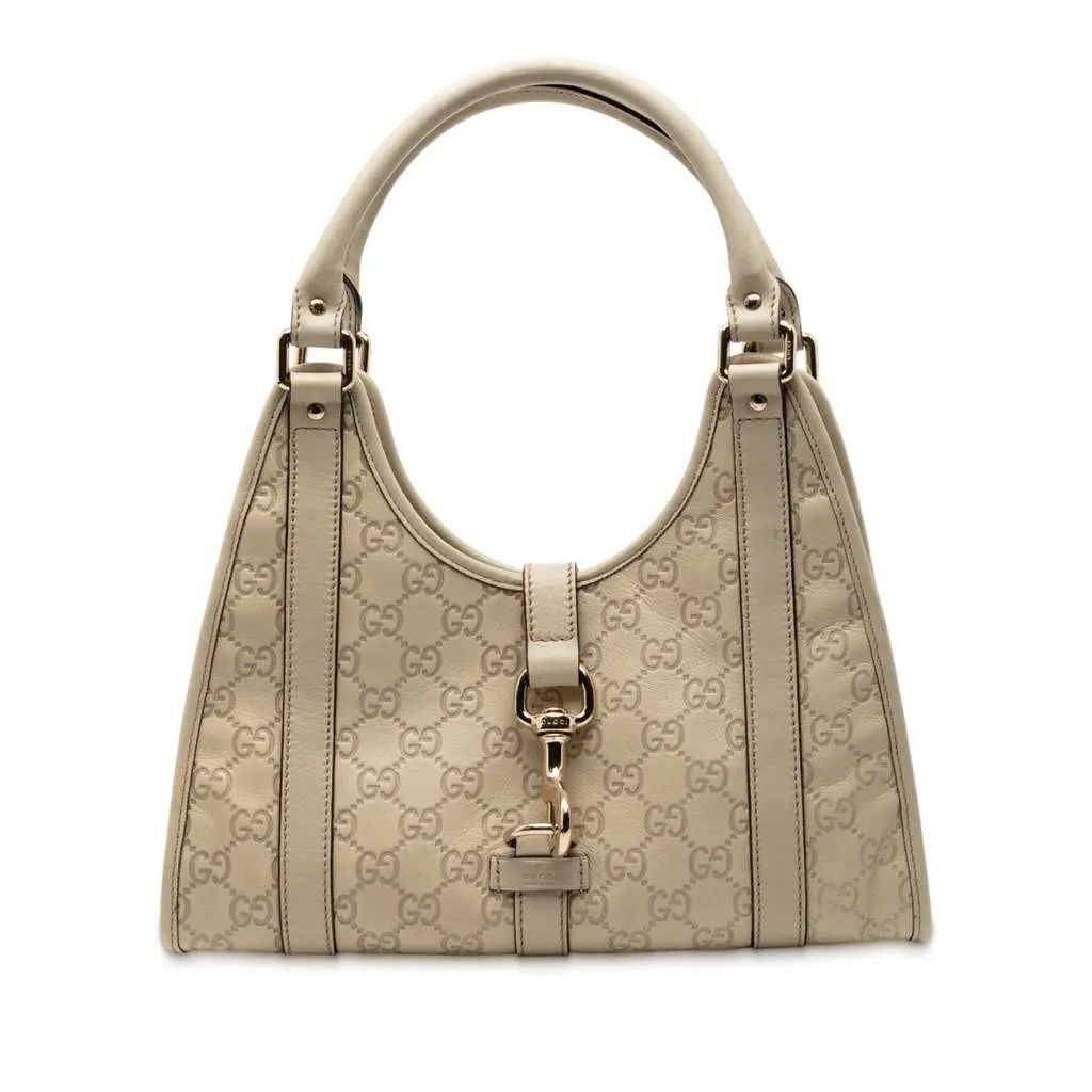 Gucci Guccissima Jackie Joy Bardot Shoulder Bag White Leather Very good - Front View