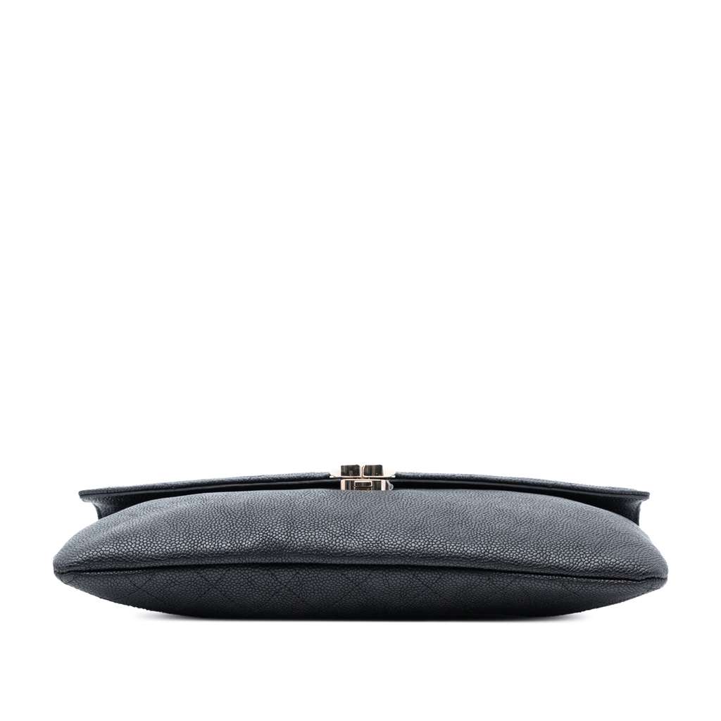 Chanel Paris Cuba Quilted Caviar Thread Around Envelope Clutch Black Leather Good condition - Inside View