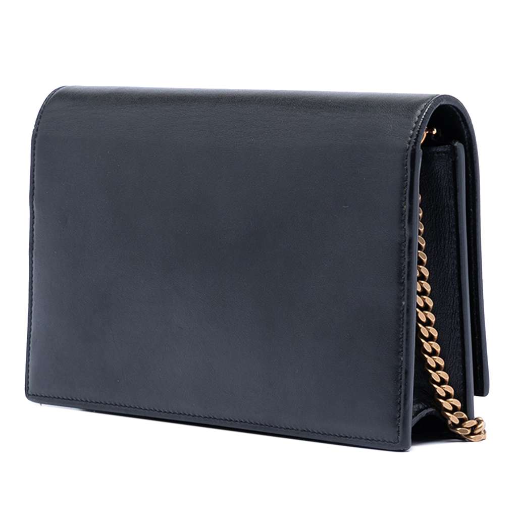 Saint Laurent Leather Enameled Monogram Kate Tassel Wallet on Chain Black Leather Good condition - Back View