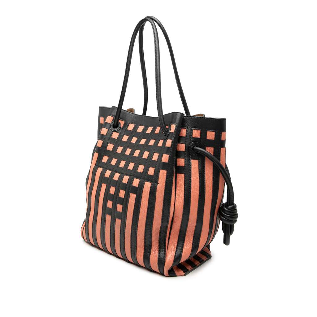 Loewe Leather Grid Flamenco Knot Tote Pink Leather Good condition - Back View