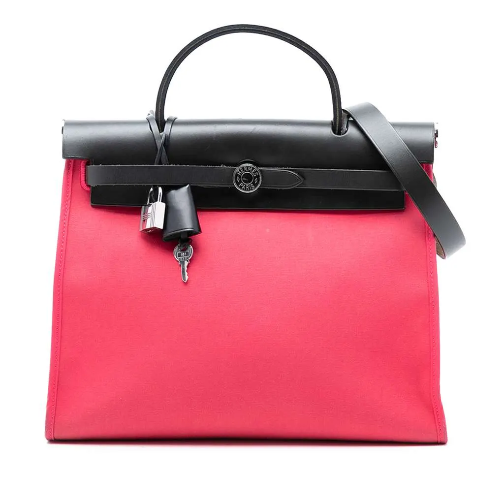 Hermès Toile Herbag Zip 31 Pink Canvas Very good - Front View