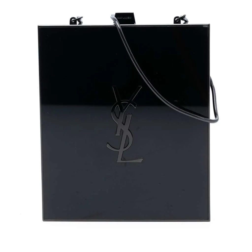Saint Laurent Acrylic Tuxedo Box Clutch on Chain Black Plastic Very good - Front View
