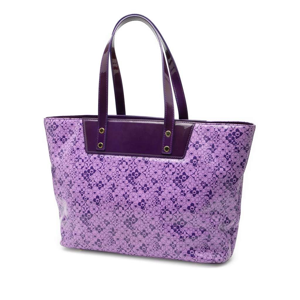 Louis Vuitton Takashi Murakami Coated Canvas Cosmic Blossom Tote PM Purple Canvas Good condition - Back View