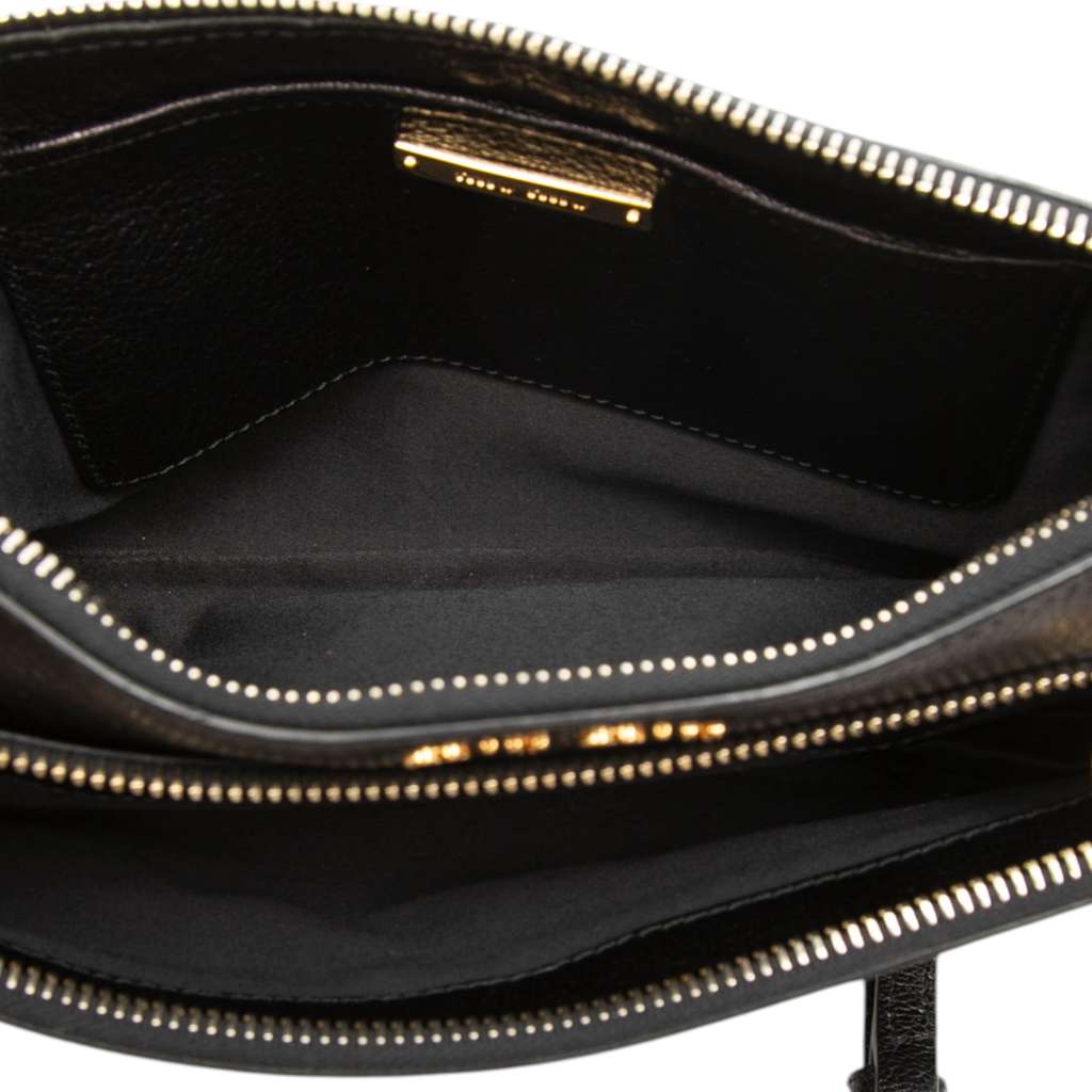 Miu Miu Goatskin Madras Double Zip Crossbody Black Leather Good condition - Model View