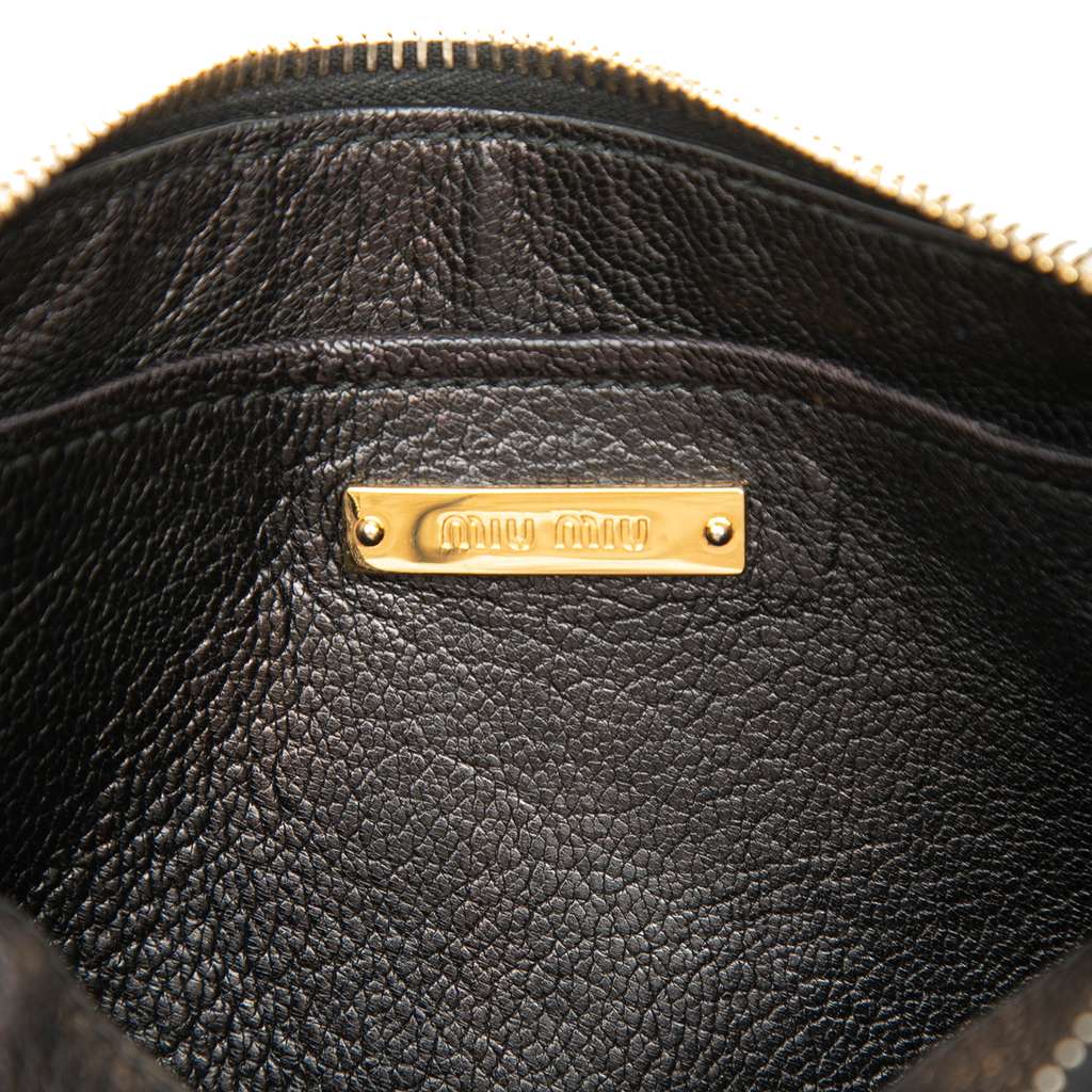 Miu Miu Goatskin Madras Double Zip Crossbody Black Leather Good condition - Box View