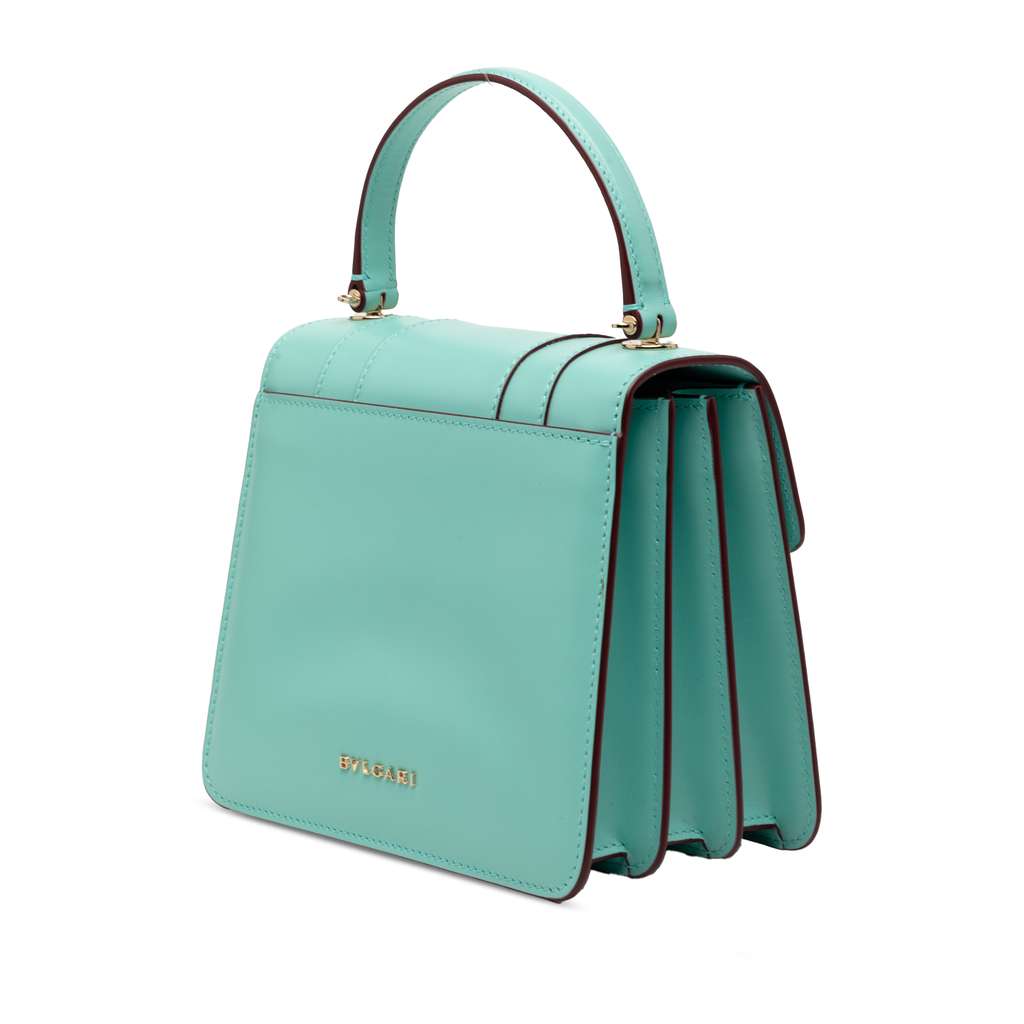 Bvlgari Small Calfskin Serpenti Forever Top Handle Bag Blue Leather Good condition - Back View