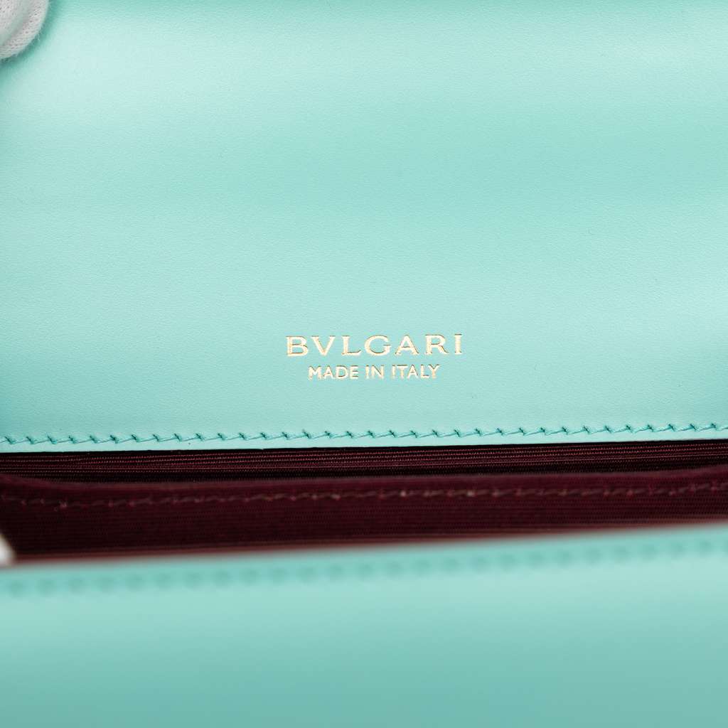 Bvlgari Small Calfskin Serpenti Forever Top Handle Bag Blue Leather Good condition - Box View