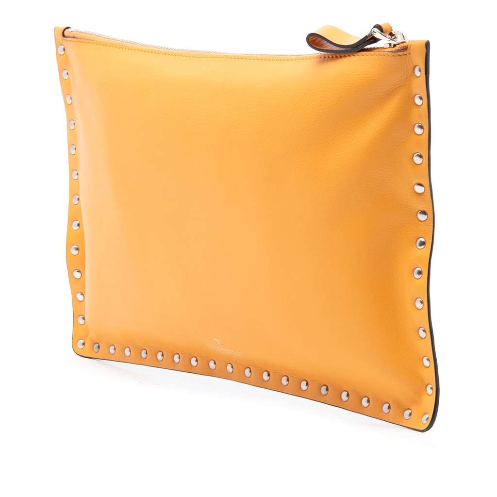Valentino Leather Rockstud Clutch Orange Leather Good condition - Back View