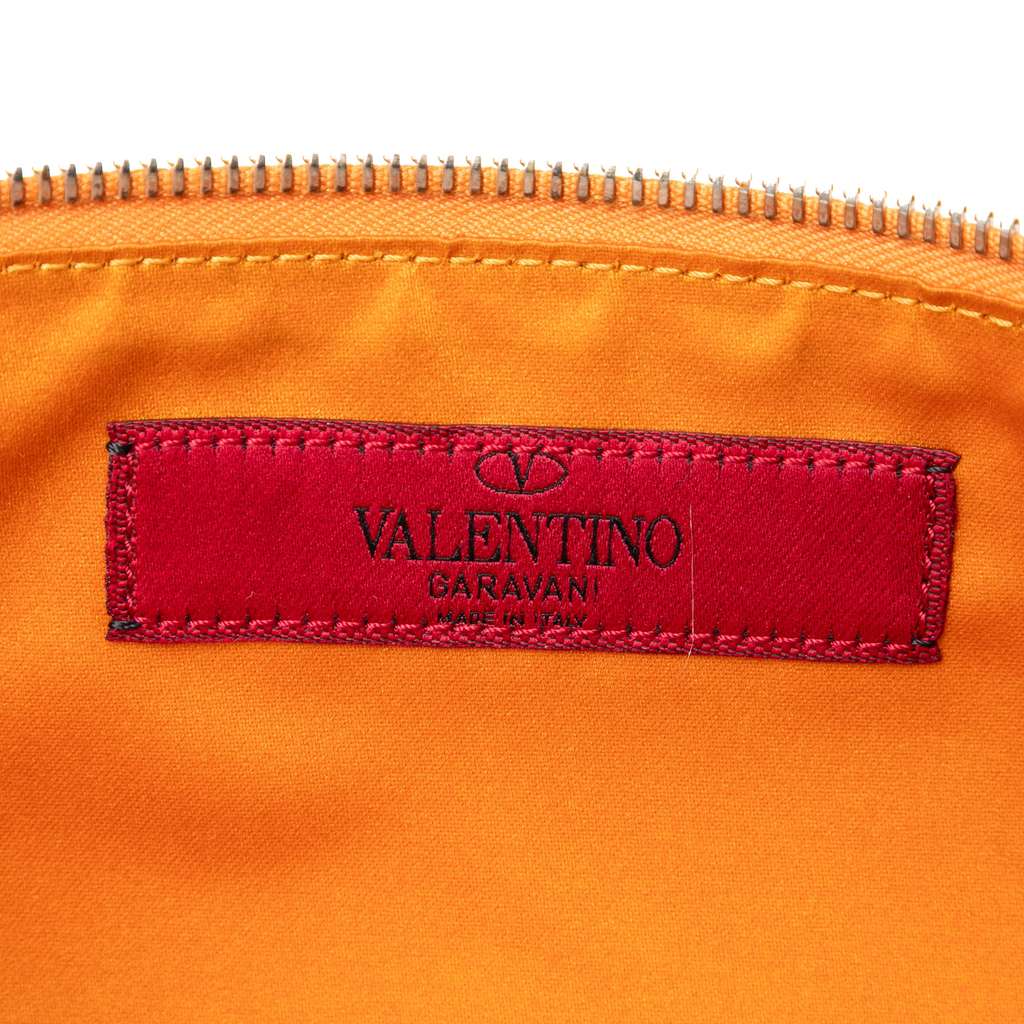Valentino Leather Rockstud Clutch Orange Leather Good condition - Box View