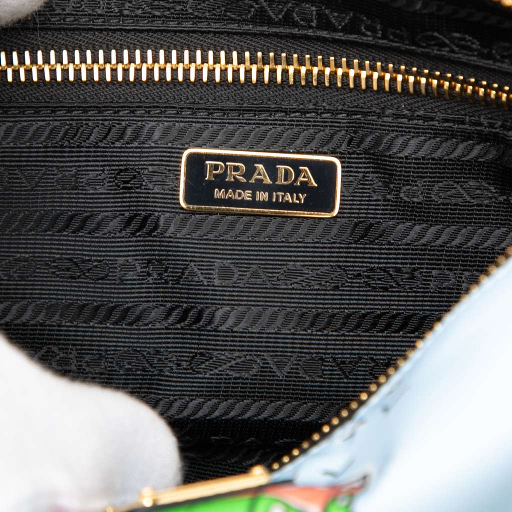Prada Tessuto Stampato Surf Cosmetic Pouch Blue Good condition - Box View