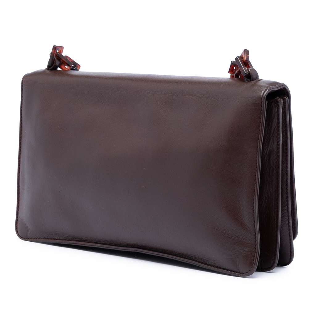 Prada Vitello City Resin Chain Crossbody Brown Leather Good condition - Back View