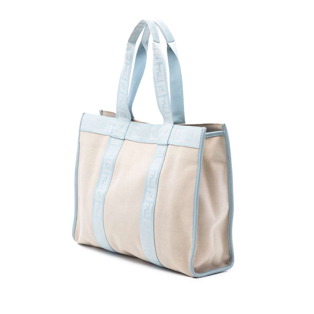 Fendi Zucca Trimmed Canvas Tote Brown Canvas Good condition - Back View
