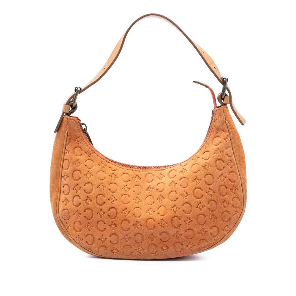 Celine C Macadam Suede Shoulder Bag Orange Leather Good - Front View