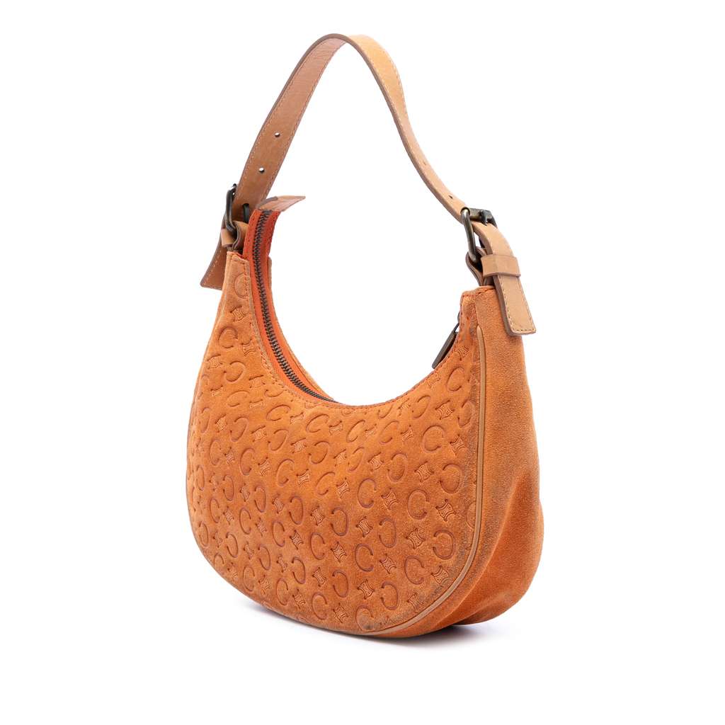 Celine C Macadam Suede Shoulder Bag Orange Leather Good condition - Back View