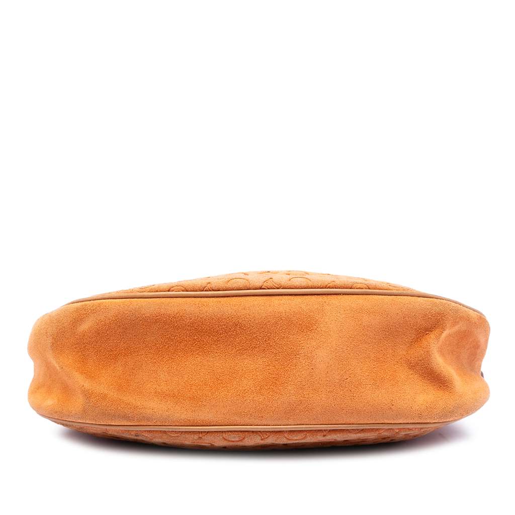 Celine C Macadam Suede Shoulder Bag Orange Leather Good condition - Inside View