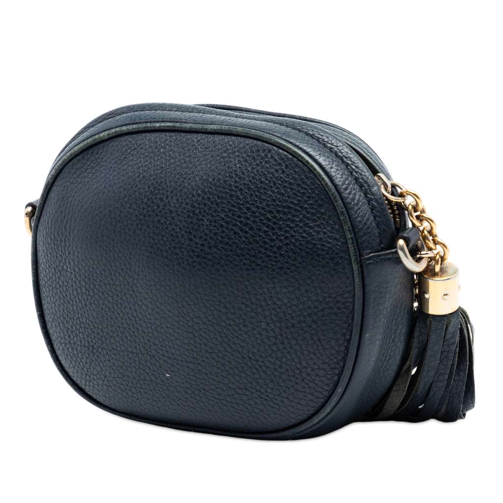 Gucci Mini Pebbled Calfskin Soho Chain Crossbody Blue Leather Good condition - Back View