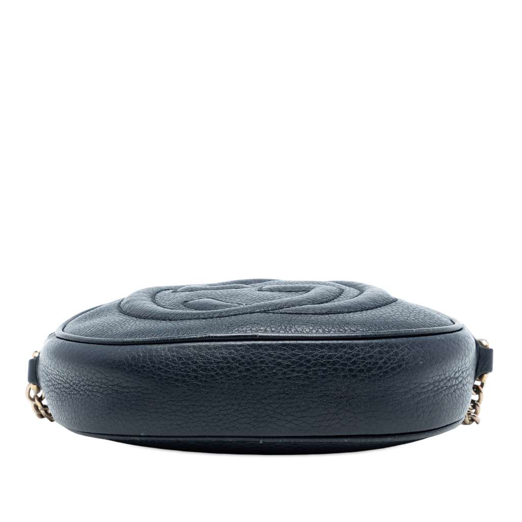 Gucci Mini Pebbled Calfskin Soho Chain Crossbody Blue Leather Good condition - Inside View