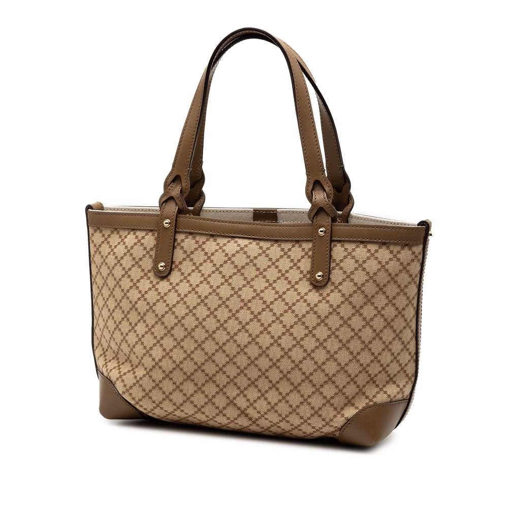 Gucci Diamante Canvas Craft Tote Brown Canvas Good condition - Back View
