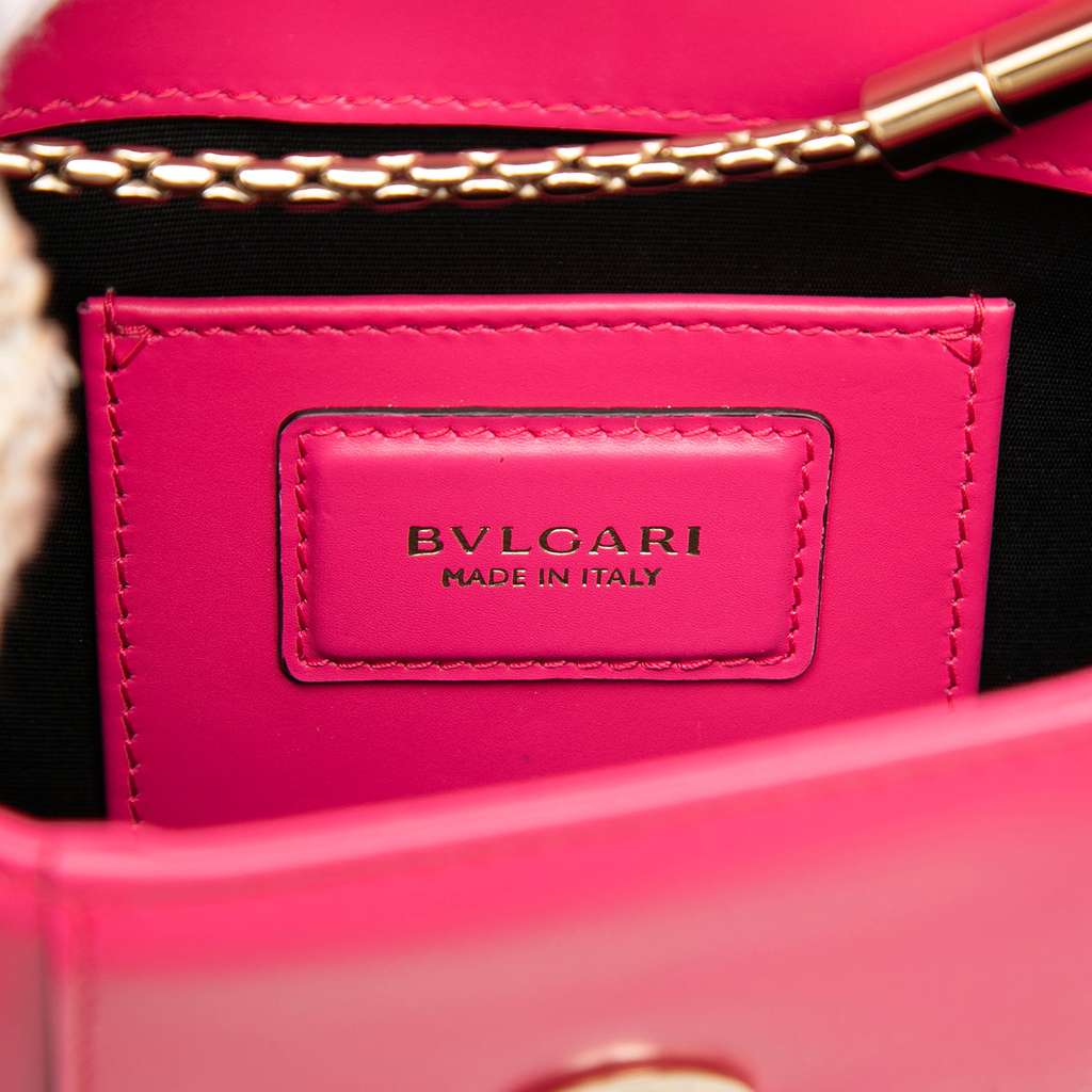 Bvlgari Small Leather Square Serpenti Forever Chain Crossbody Pink Leather Good condition - Box View