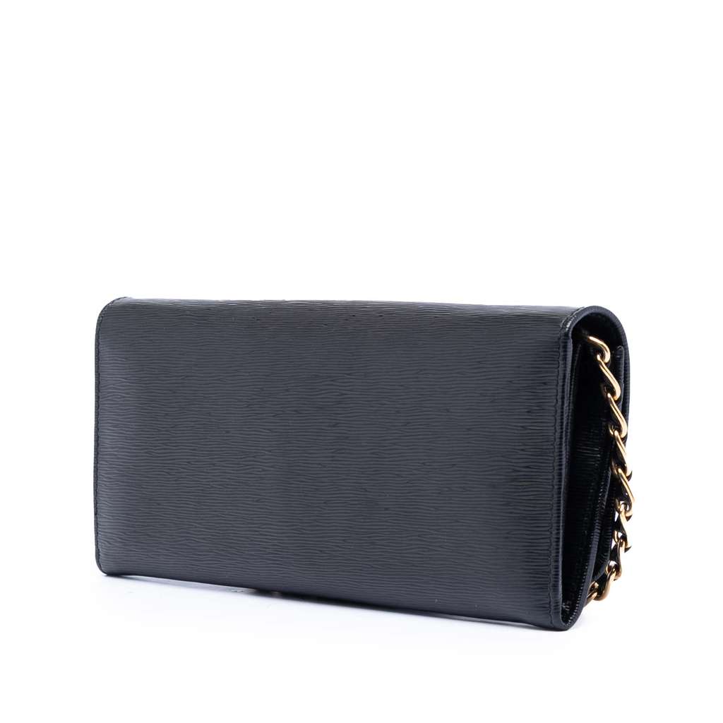 Prada Vitello Move Wallet On Chain Black Leather Good condition - Back View