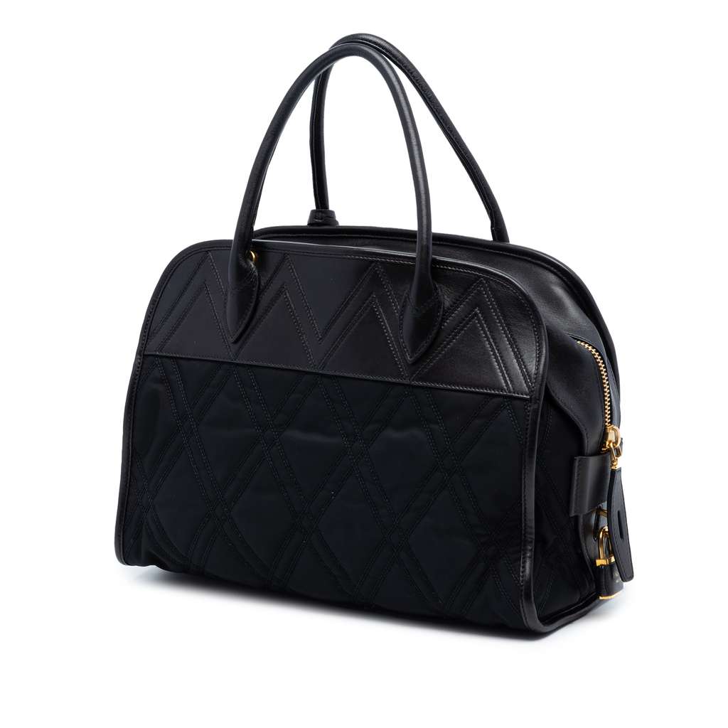 Prada Tessuto Impunturato Bauletto Satchel Black Good condition - Back View