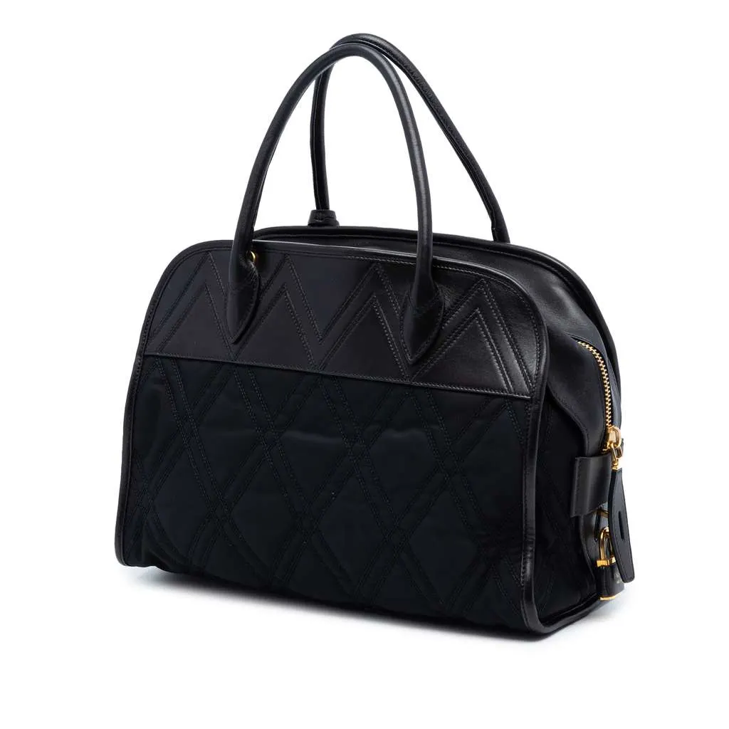 Prada Tessuto Impunturato Bauletto Satchel Black Very good - Back View