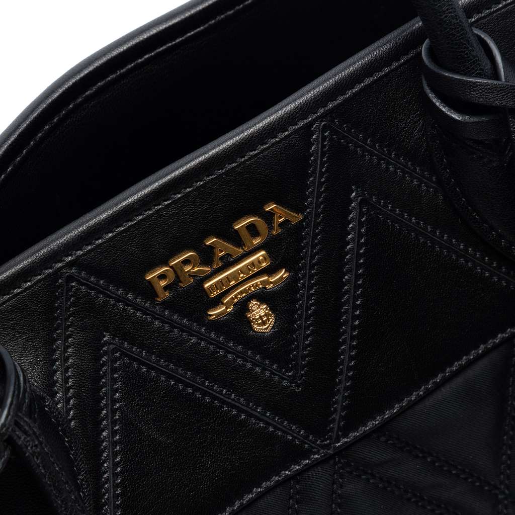 Prada Tessuto Impunturato Bauletto Satchel Black Good condition - Box View