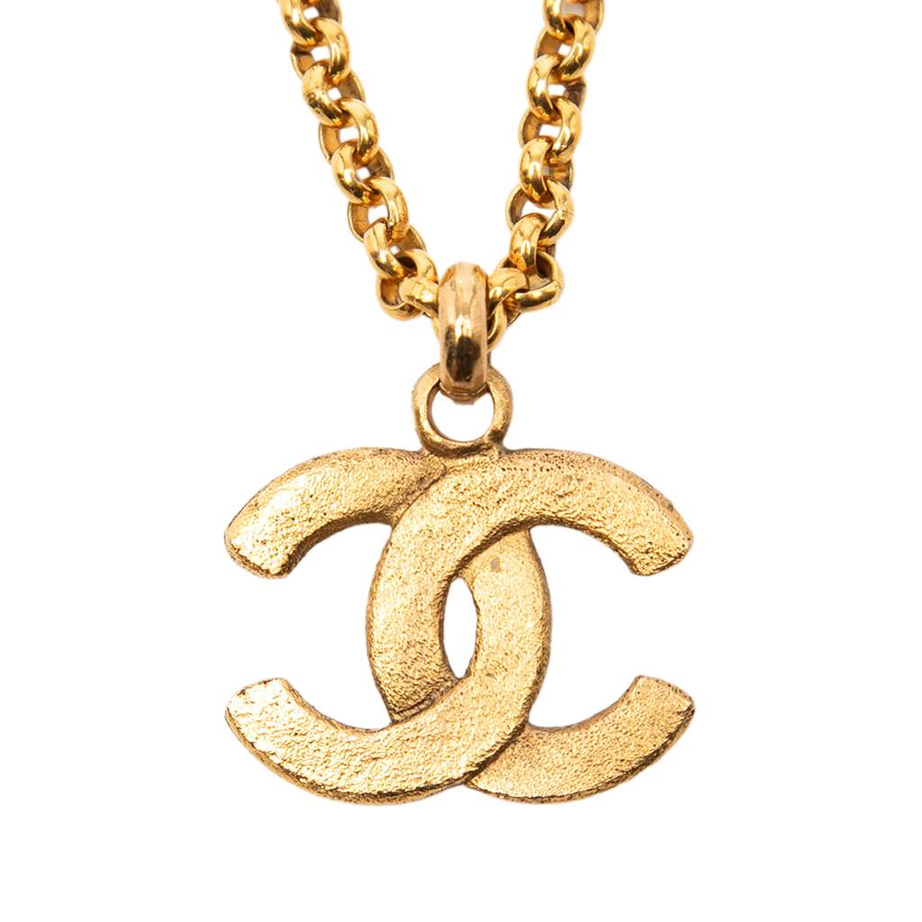 Chanel Gold Plated CC Pendant Necklace Gold Metal Good condition - Back View