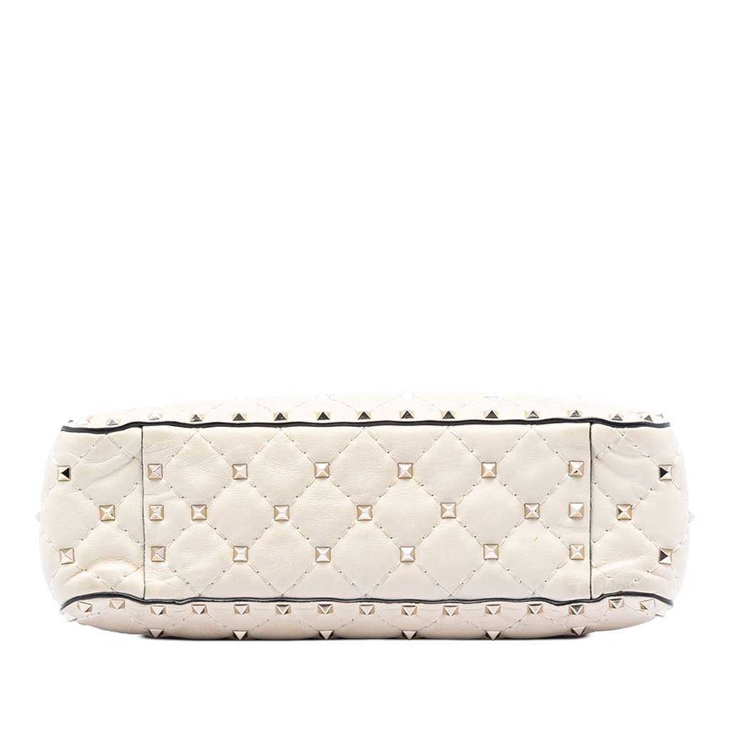 Valentino Medium Lambskin Rockstud Spike Satchel White Leather Good condition - Inside View
