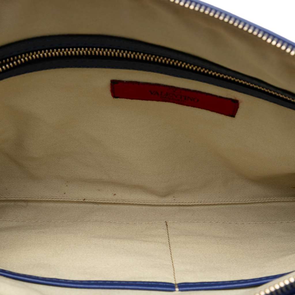 Valentino Leather Rockstud Clutch Blue Leather Good condition - Model View