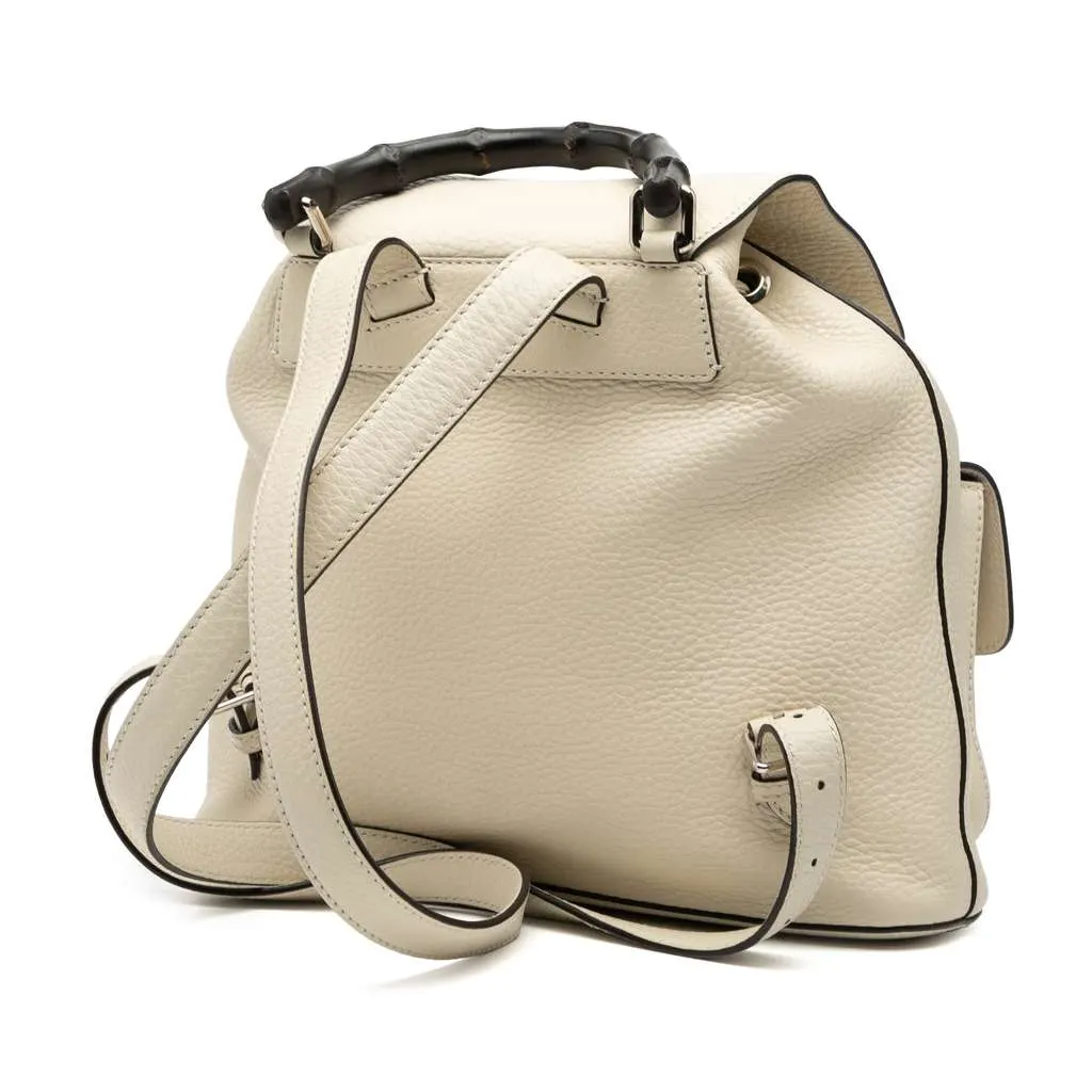 Gucci Leather Bamboo Tassel Backpack White Leather Very good - Back View