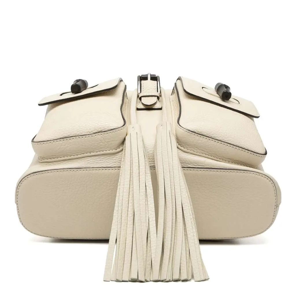 Gucci Leather Bamboo Tassel Backpack White Leather Very good - Inside View
