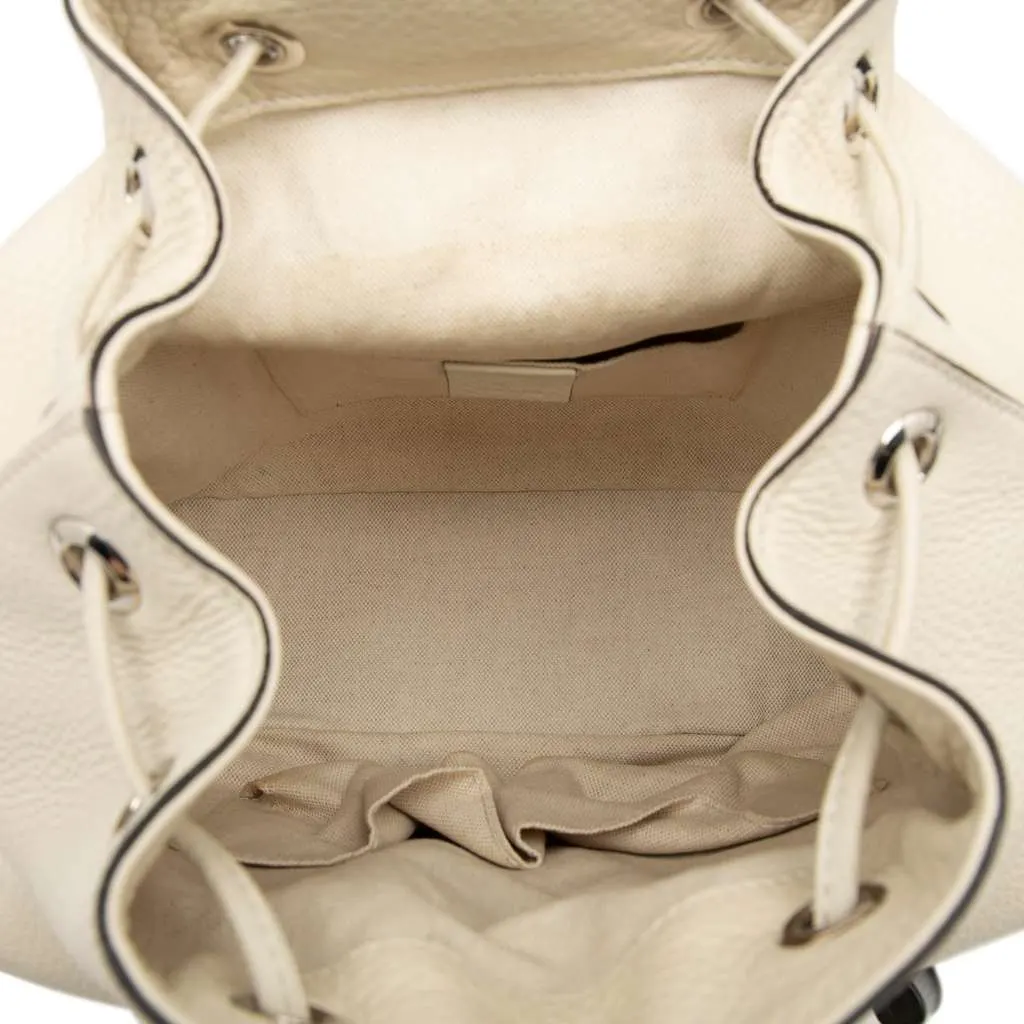 Gucci Leather Bamboo Tassel Backpack White Leather Very good - Model View
