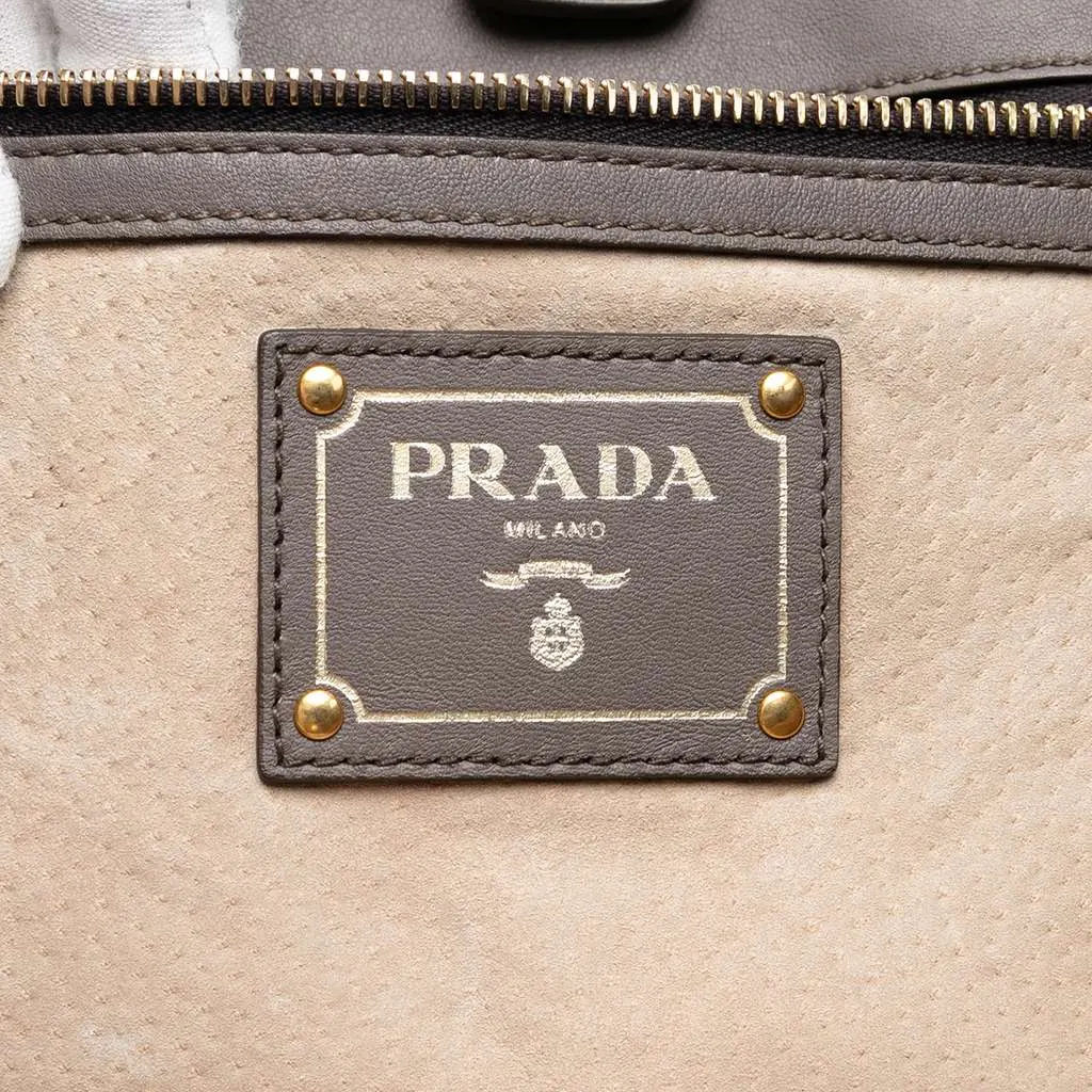 Prada Soft Calf Open Convertible Tote Grey Leather Very good - Box View