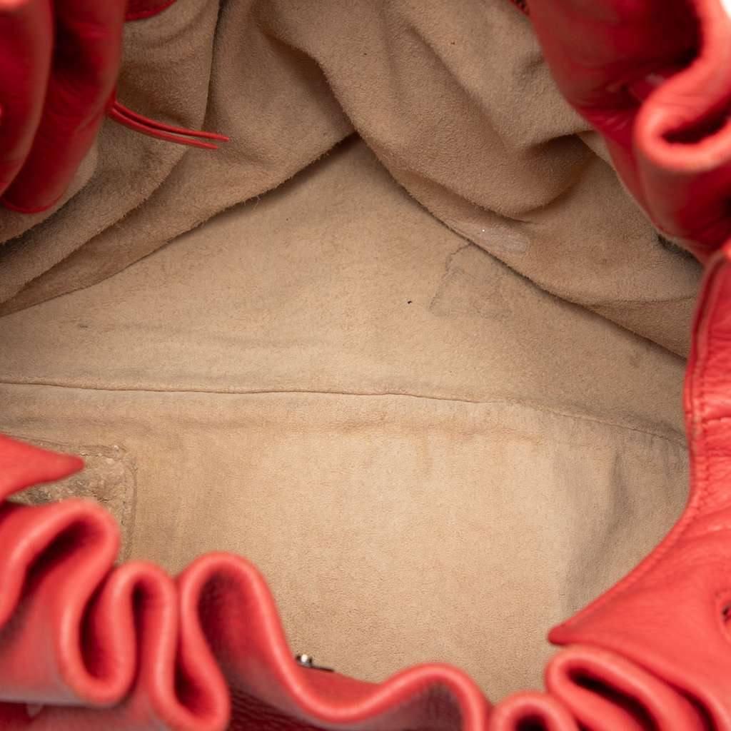 Bottega Veneta Leather Intrecciato Braided Handle Hobo Bag Red Leather Good condition - Model View