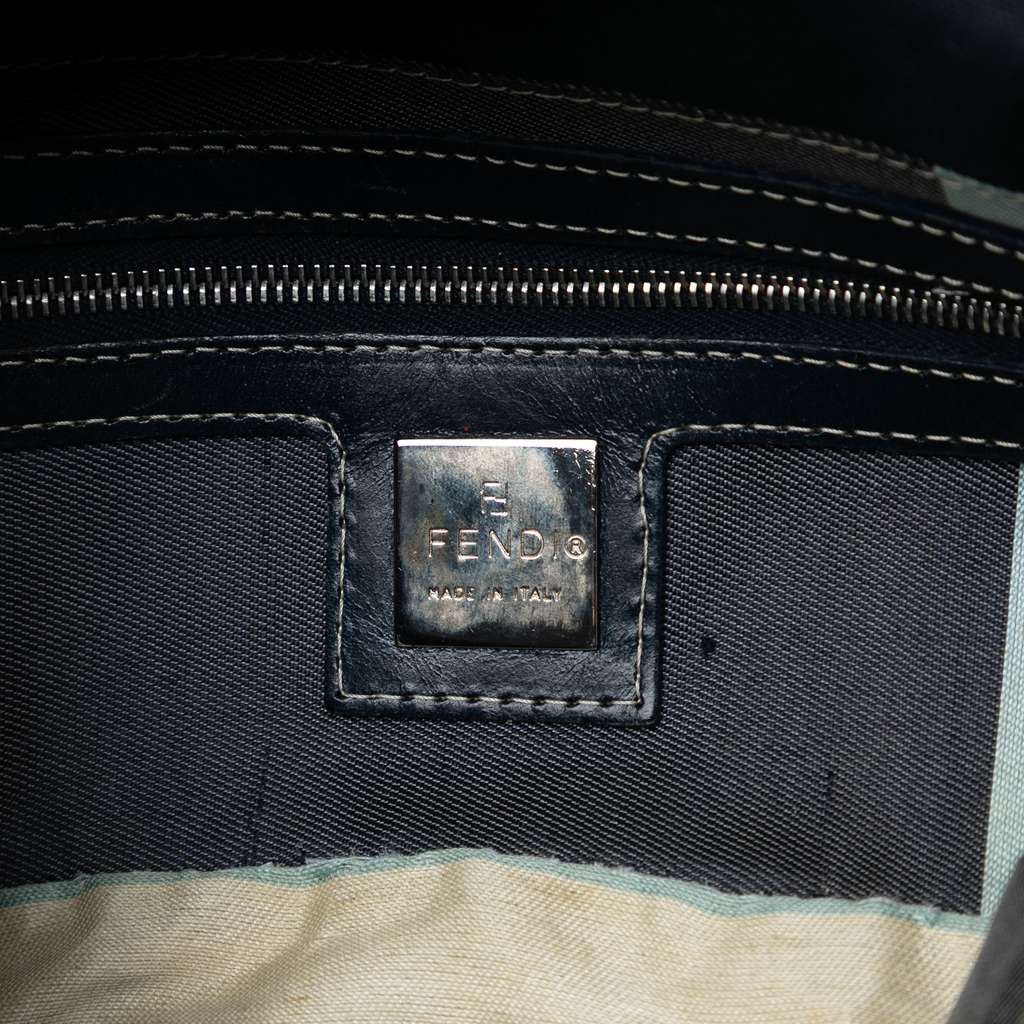 Fendi Canvas FF Marble Baguette Shoulder Bag Blue Canvas Good condition - Box View