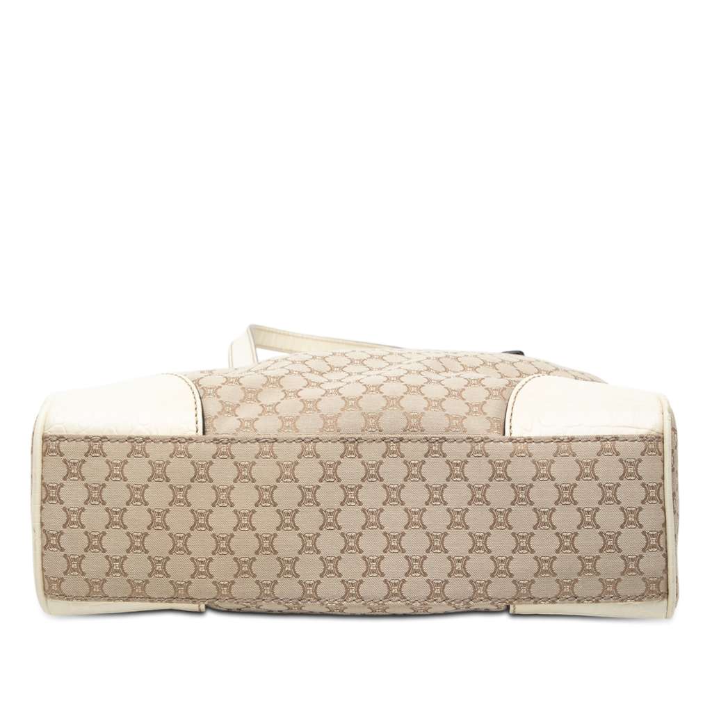 Celine Croc Embossed Leather Trimmed Macadam Canvas Tote Brown Canvas Good condition - Inside View