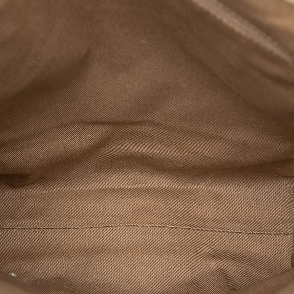 Celine Croc Embossed Leather Trimmed Macadam Canvas Tote Brown Canvas Good condition - Model View