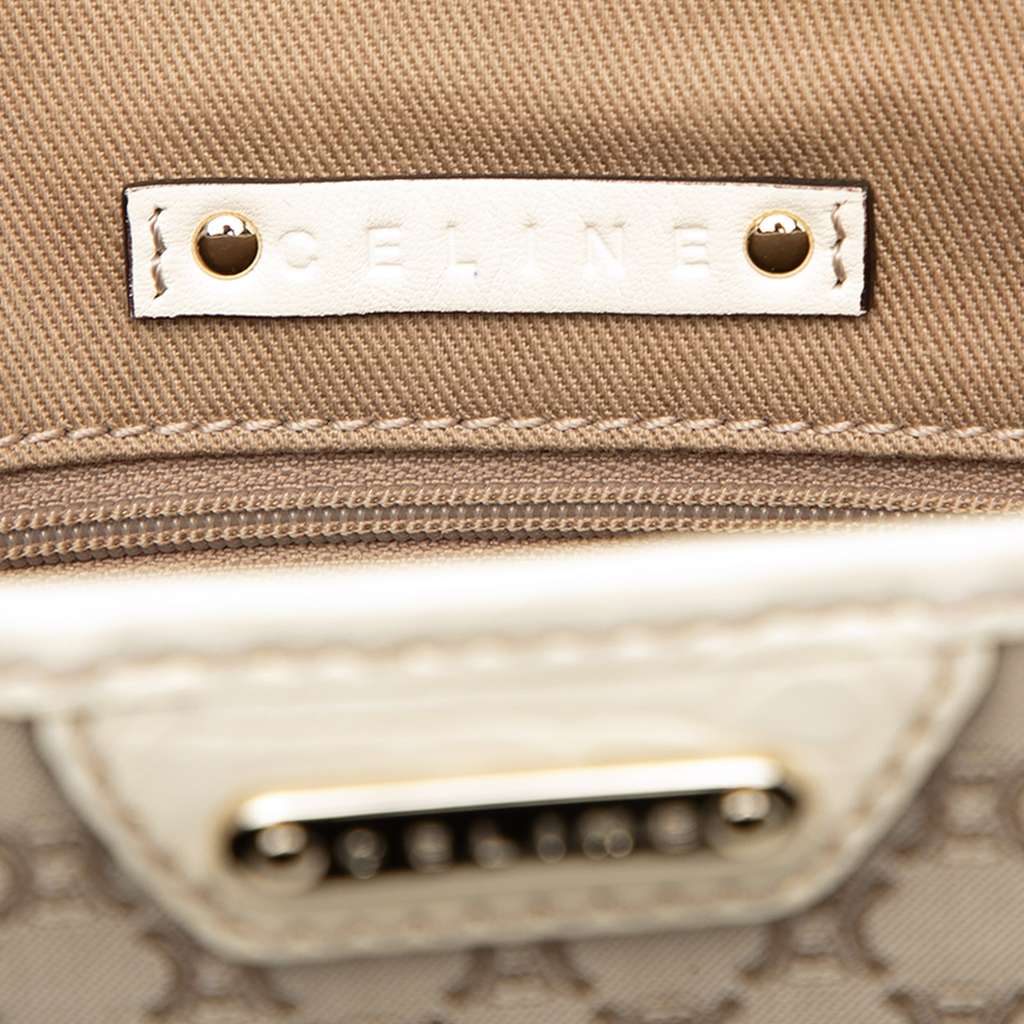 Celine Croc Embossed Leather Trimmed Macadam Canvas Tote Brown Canvas Good condition - Box View