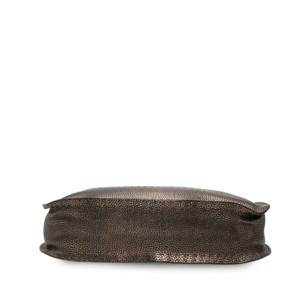 Fendi Metallic Pebbled Leather Selleria Shoulder Bag Brown Leather Good condition - Inside View