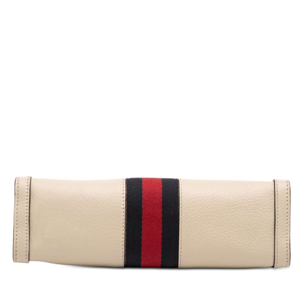 Gucci Small Calfskin Web Ophidia Chain Crossbody White Leather Good condition - Inside View