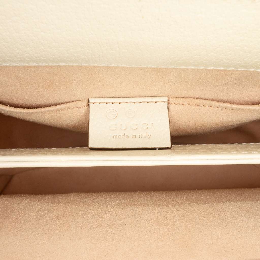 Gucci Small Calfskin Web Ophidia Chain Crossbody White Leather Good condition - Box View