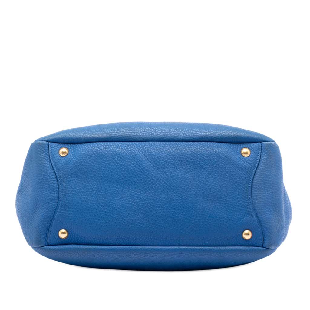 Prada Vitello Daino Side Pocket Shoulder Bag Blue Leather Fair condition - Inside View