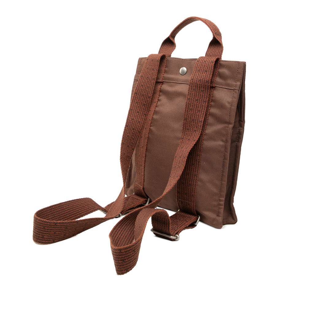 Hermès Canvas Herline Backpack PM Brown Canvas Good condition - Back View