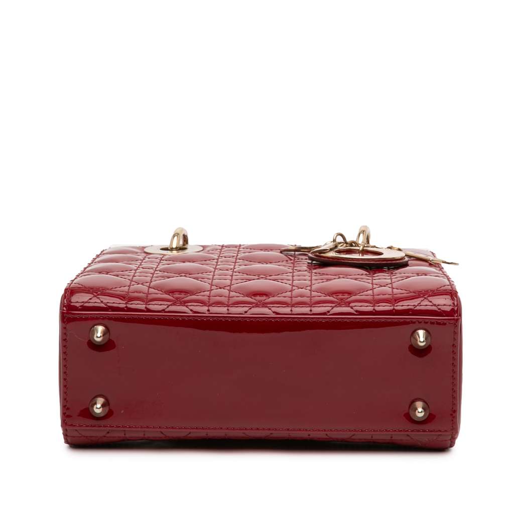 Dior Small Patent Cannage Lady Dior Red Leather Good condition - Inside View
